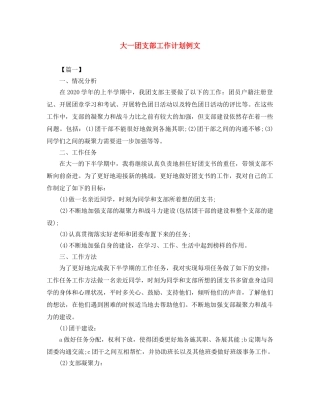 大一团支部工作计划例文 