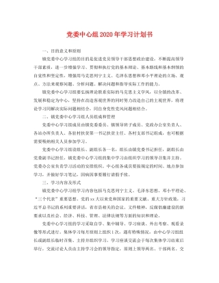 党委中心组年学习计划书 