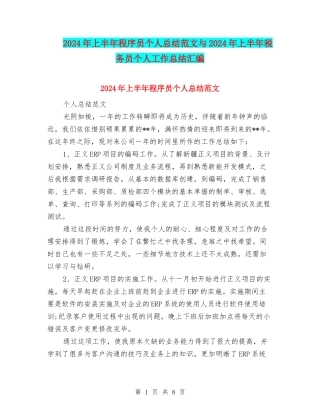 2024年上半年程序员个人总结范文与2024年上半年税务员个人工作总结汇编