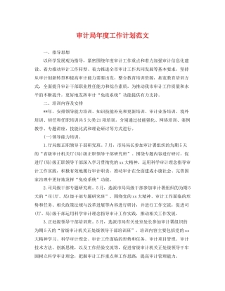 审计局年度工作计划范文 