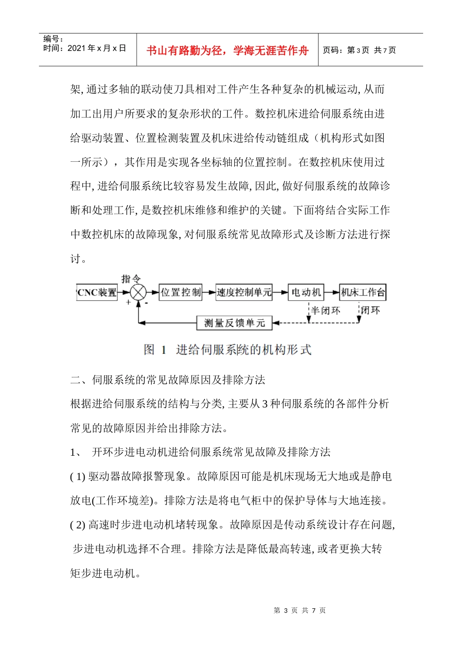 数控机床伺服系统常见故障的诊断及其处理(doc 7页)_第3页