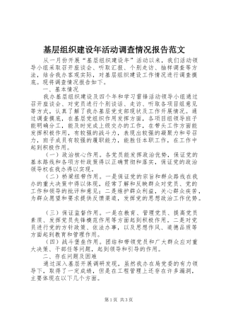 基层组织建设年活动调查情况报告范文