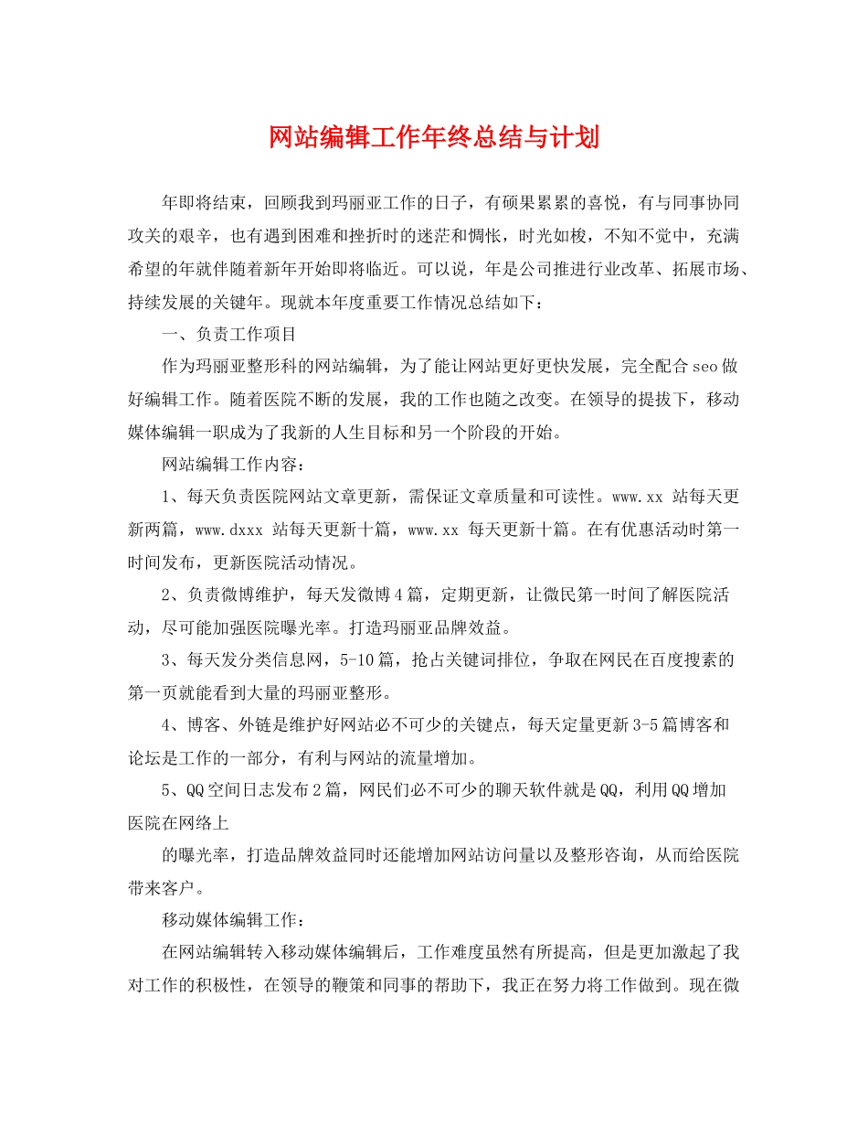 网站编辑工作年终总结与计划 _第1页