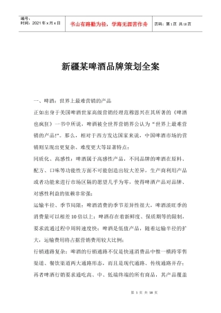 啤酒品牌策划全案