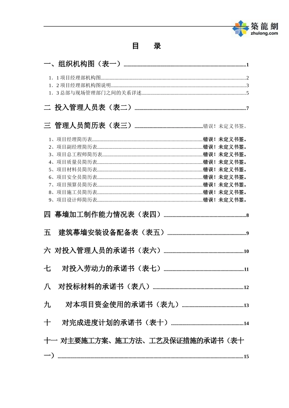 大型幕墙工程施工组织设计模板_secret_第1页