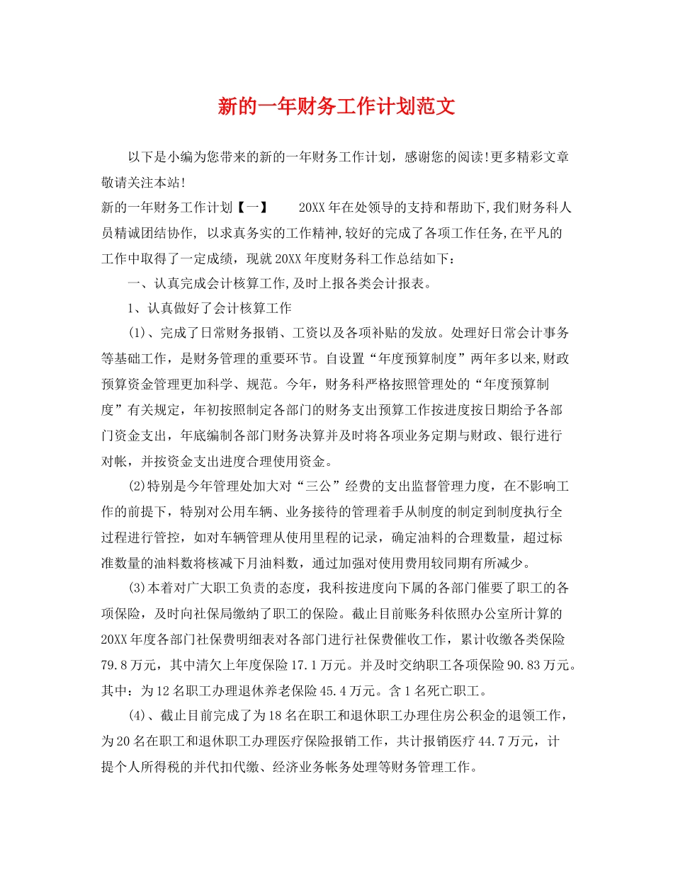 新的一年财务工作计划范文 _第1页