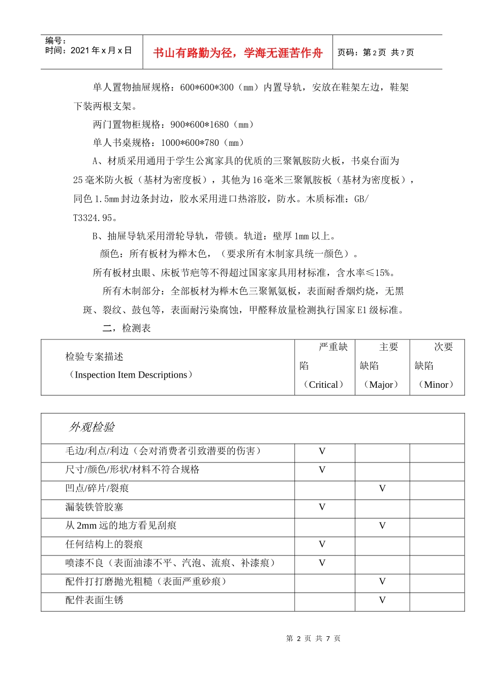 学生公寓家具检测报告书_第2页