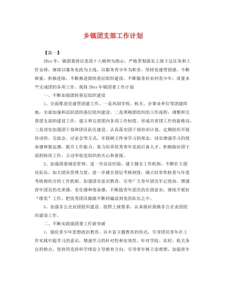 乡镇团支部工作计划 