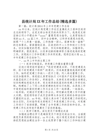 县统计局XX年工作总结(精选多篇)