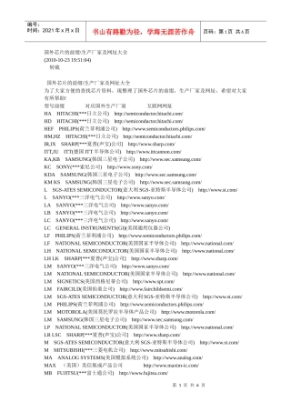 国外芯片的前缀生产厂家及网址大全