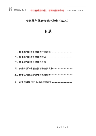 整体煤气化联合循环发电(IGCC)