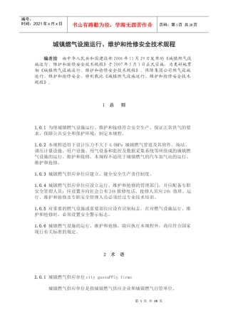 城镇燃气设施运行