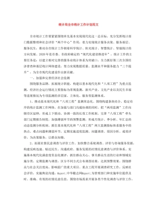 统计局全市统计工作计划范文 