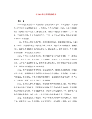 村年工作计划书范本 