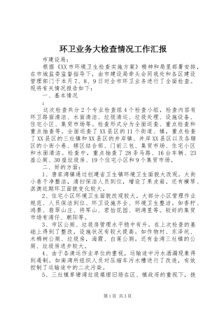 环卫业务大检查情况工作汇报