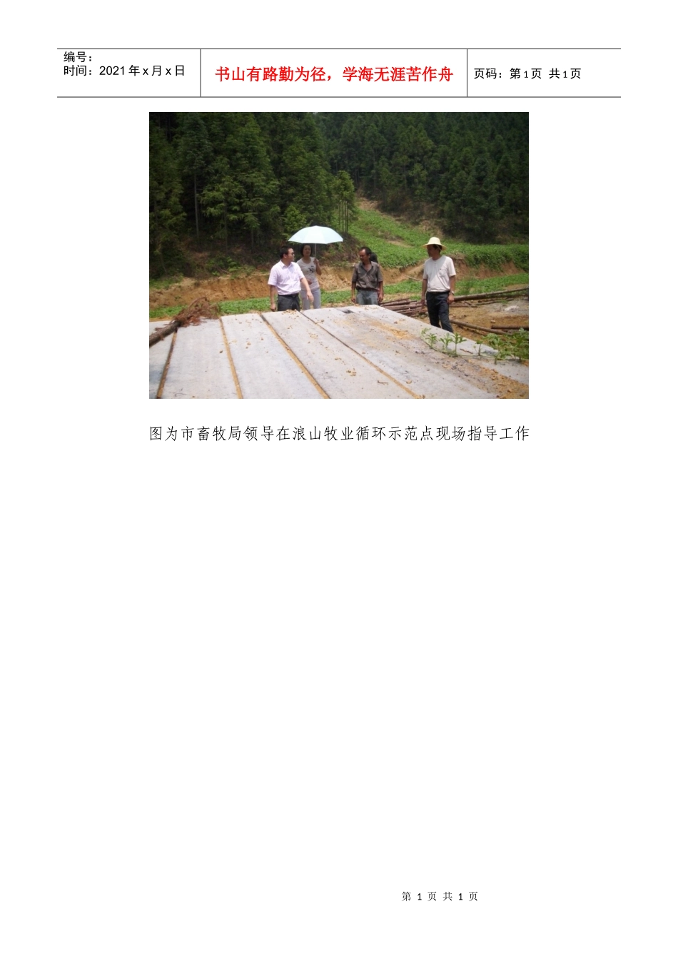 图为市畜牧局领导在浪山牧业循环示范点现场指导工作_第1页