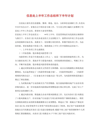 信息处上半年工作总结和下半年计划 