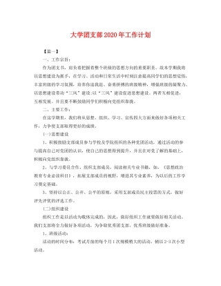 大学团支部年工作计划 