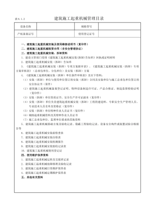 建筑施工起重机械管理表格