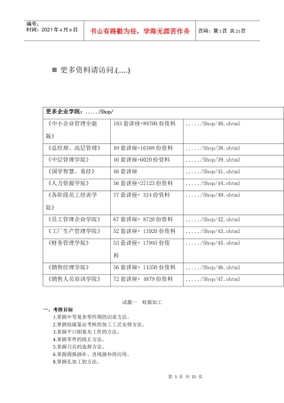 数控铣工加工中心操作工须知知识