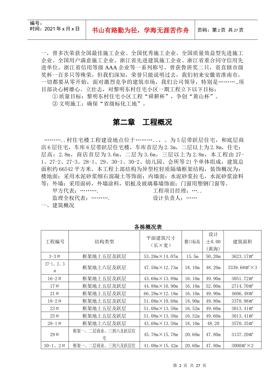 安徽省某住宅小区工程创优计划书(黄山杯)_第2页