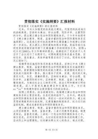 贯彻落实《实施纲要》汇报材料