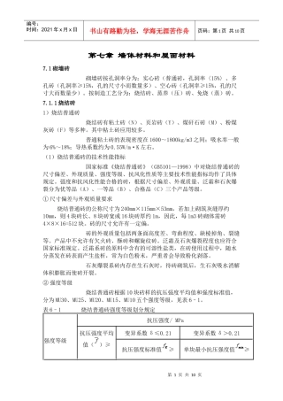 墙体材料与屋面材料