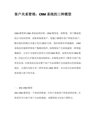 客户关系管理CRM系统的三种模型