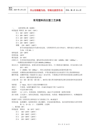 常用塑料注塑工艺参数5764890641
