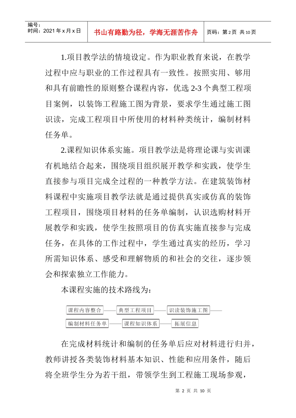 建筑装饰材料论文：项目教学法在建筑装饰材料课改中的应用_第2页