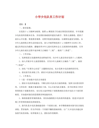 小学少先队员工作计划 
