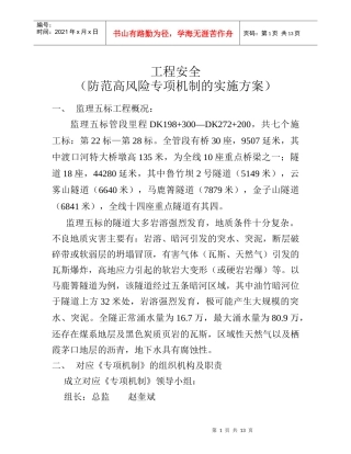 工程安全-（防范高风险专项机制的实施方案）(doc13页)