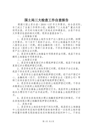 国土局三大检查工作自查报告