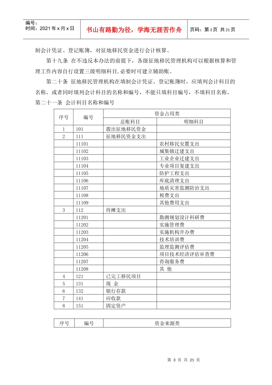 南水北调工程征地移民资金会计核算制度_第3页