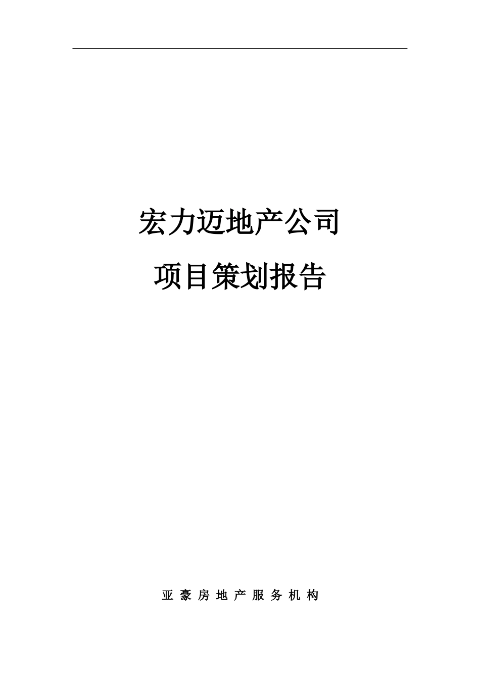 宏X迈地产公司项目策划报告DOC259(1)_第1页