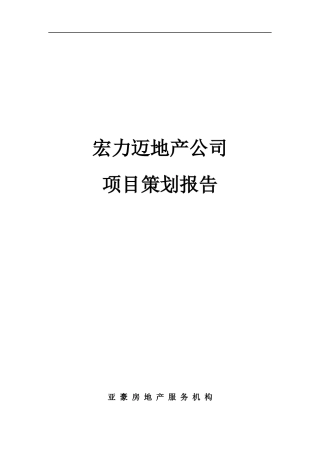 宏X迈地产公司项目策划报告DOC259(1)