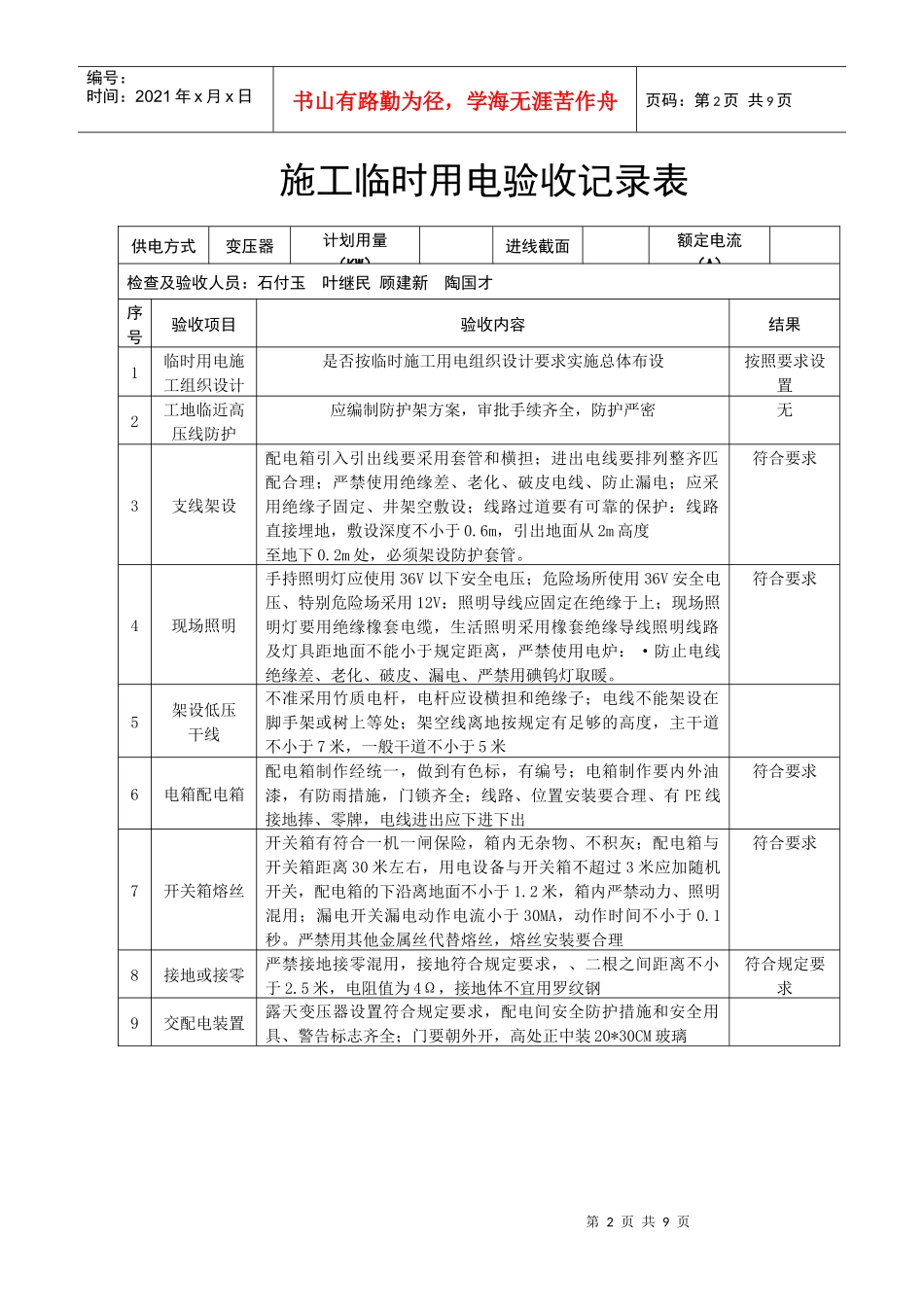 安全管理台帐8(施工用电)_第2页