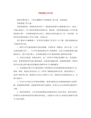 学校团委工作计划 