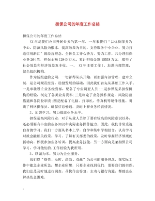 担保公司的年度工作总结 