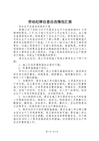 劳动纪律自查自改情况汇报
