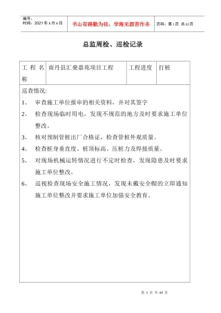 总监理工程师周检、巡检记录2