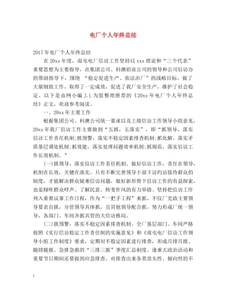 电厂个人年终总结2 