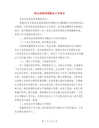 药品流通领域整治工作报告