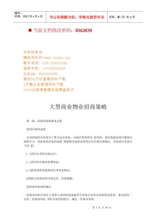 大型商业物业招商策略分析