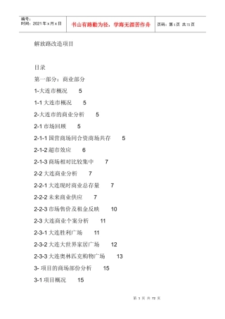 大连市老城区商业地产旧城改造项目报告67页