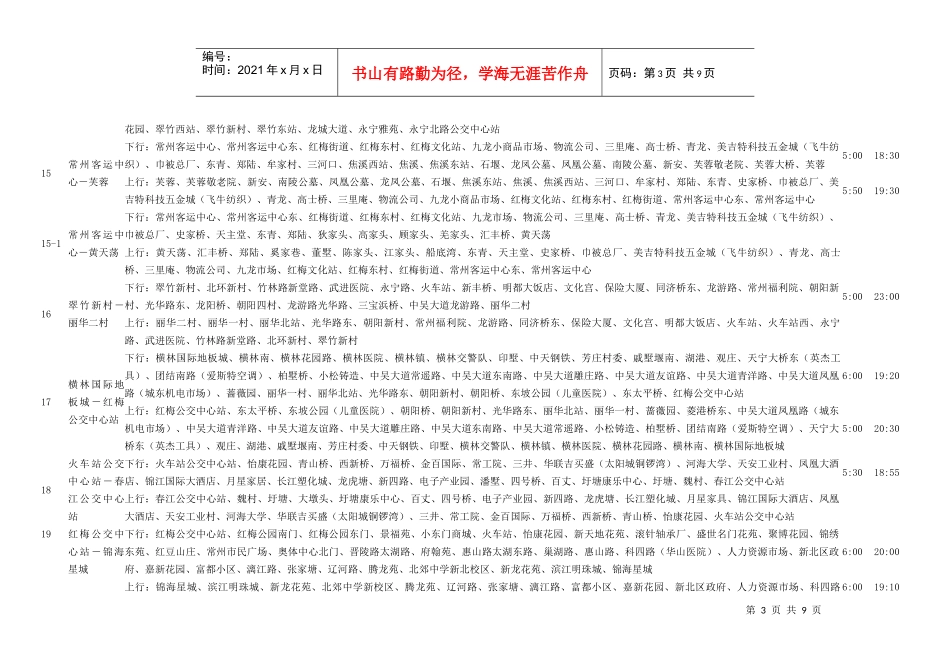 常州市公共交通运营线路一览表_第3页