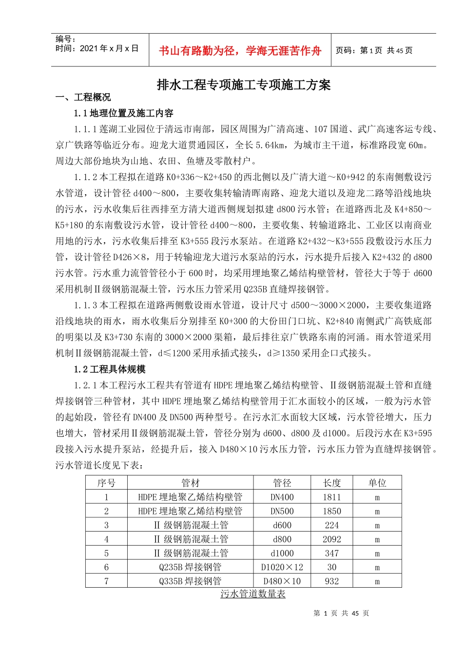 排水工程专项施工专项施工方案_第1页