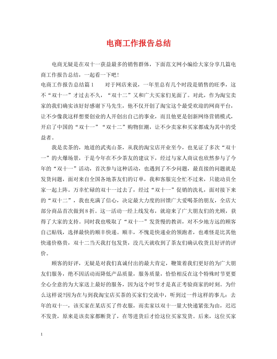 电商工作报告总结 _第1页