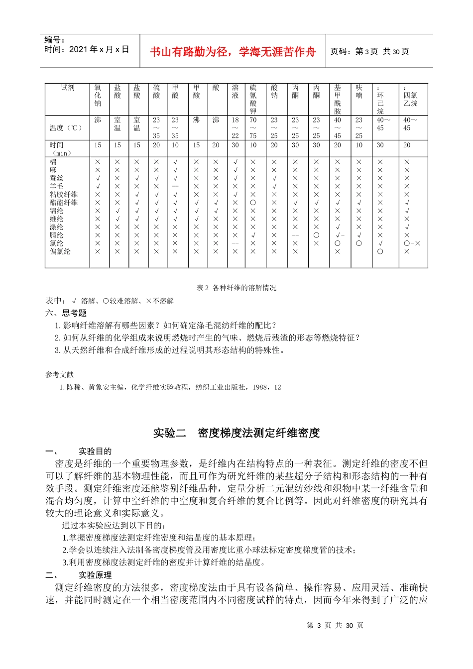 实验一 纺织纤维的鉴别_第3页