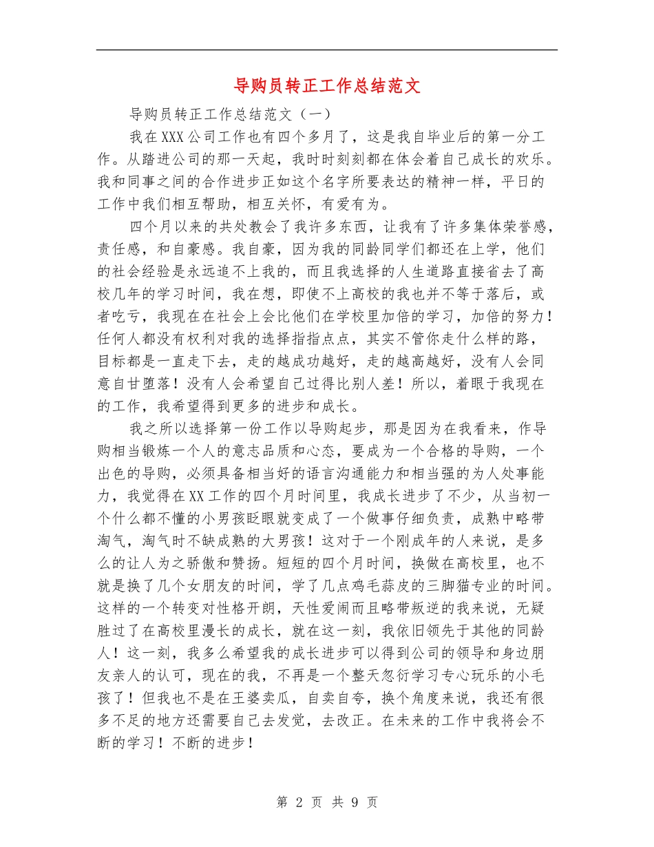 导购员转正工作总结范文_第2页
